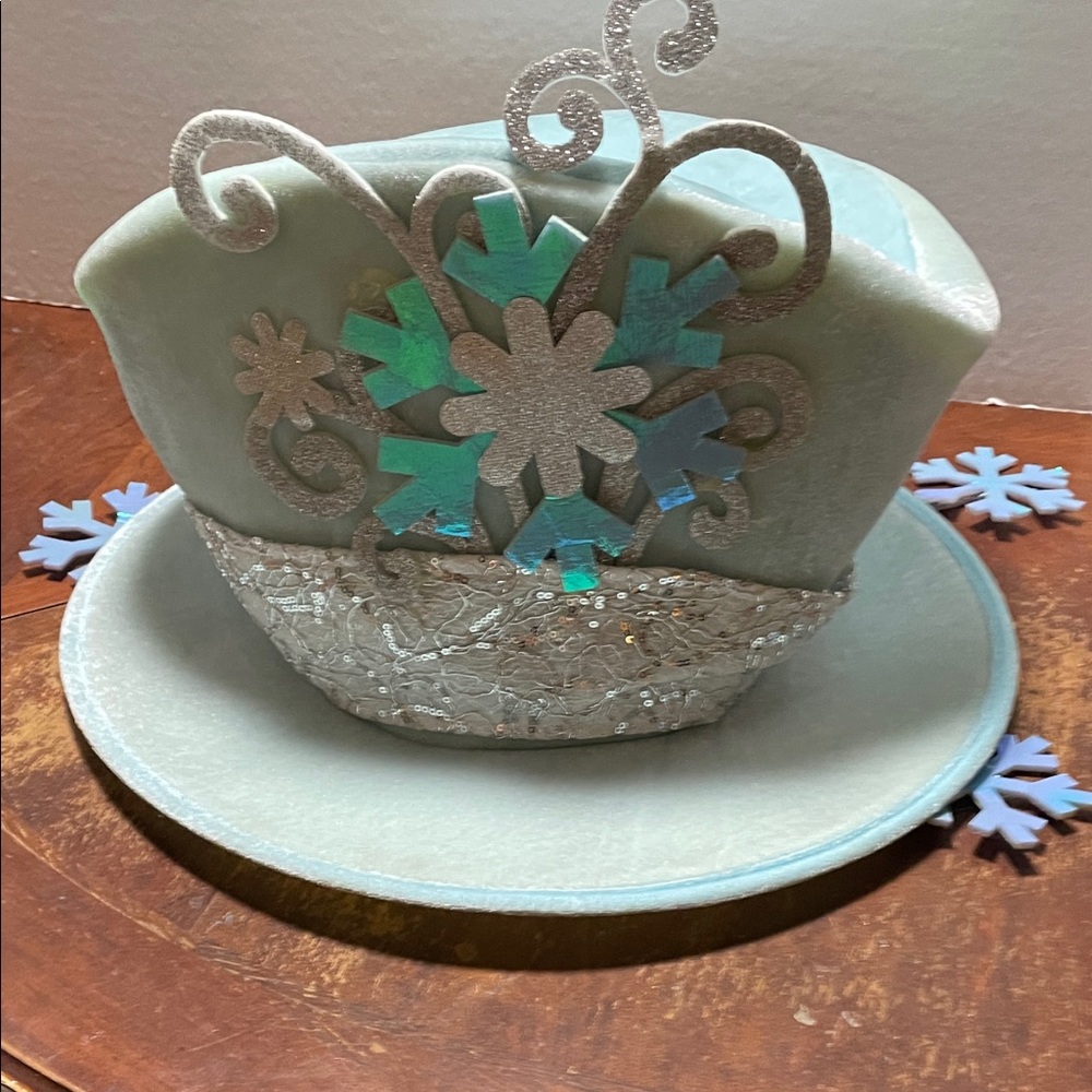 Stylish Silver and Blue Snowflake Hat